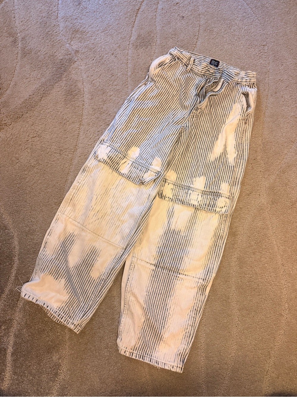 BDG Bleach-Effect Striped High-Waist Workwear Pants - Picture 6 of 6